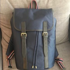 NEW J Crew Oar Stripe Navy Blue Backpack Bag